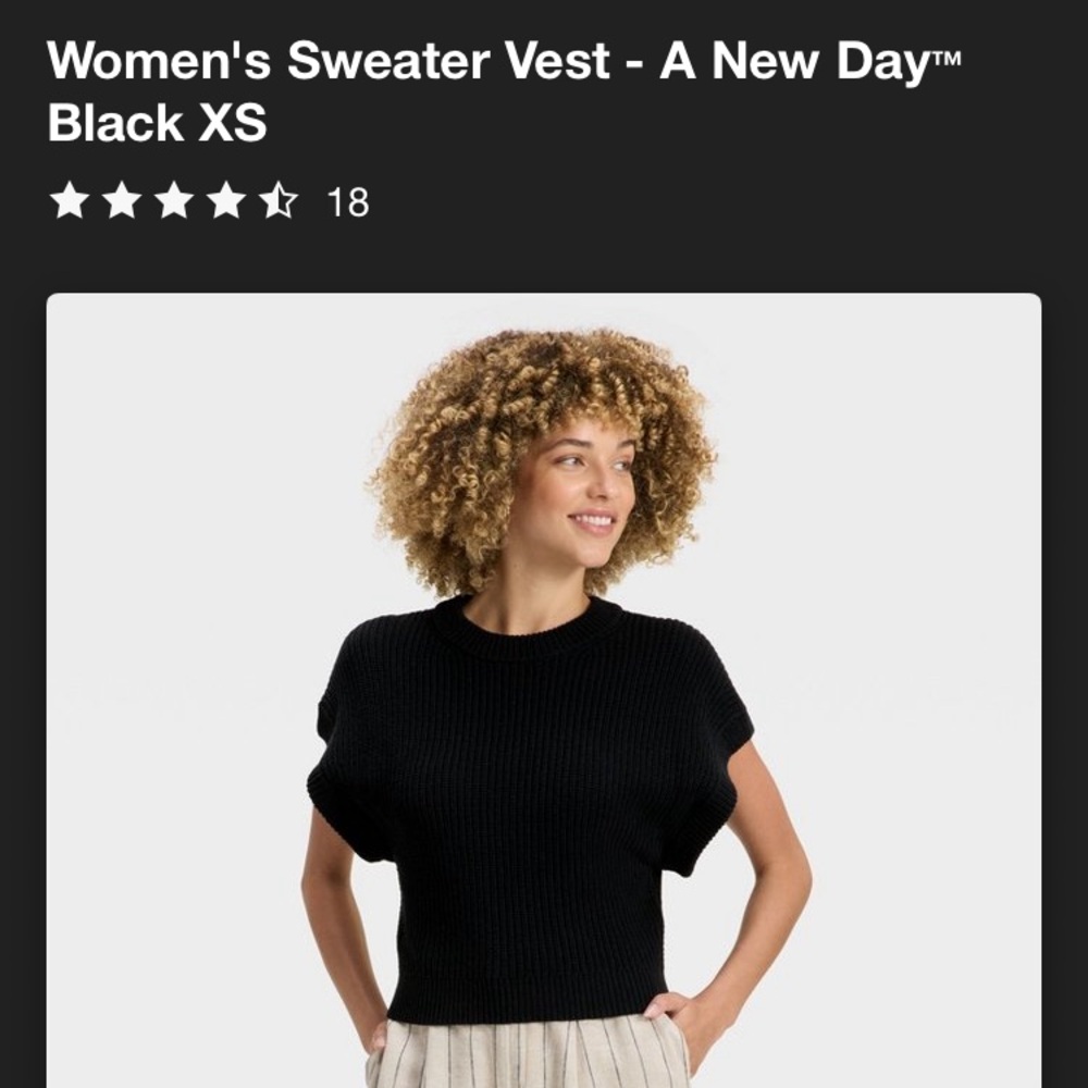 NWT A New Day Black Sweater Vest size XS